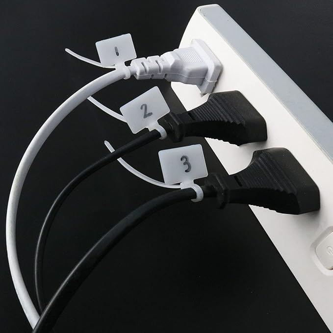 Nylon Marker Cable Ties 300PCS White Self-locking Wire Zip Ties Cable Mark Tags Label Tie Straps Nylon Power Marking Label