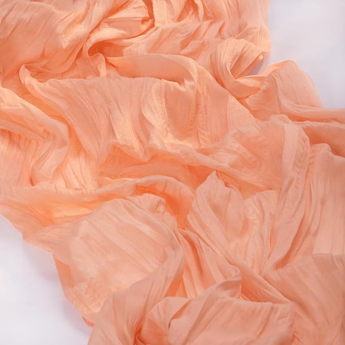MLMC Peach Pink Cheesecloth Table Runner 10ft Rustic Gauze Coral Cheese Cloth Table Runner 35x120 Inches for Wedding Bridal Baby Shower Party Decor