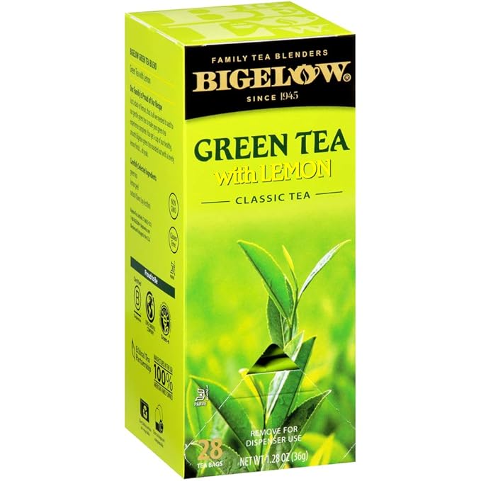 Bigelow Green Tea with Lemon Tea Bags 28-Count Box (Pack of 1) Green Tea Bags with Lemon Peel and Natural Flavors Rich in Antioxidants