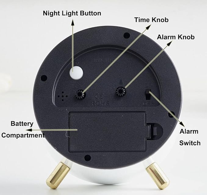 SHISEDECO Alarm Clock with Backlight, 4.5 inches Bedside Analog Non-Ticking Silent Small Deskclock with Arabic Numerals, Battery Operated Round Tableclock for Living Room, Bedroom (Green)