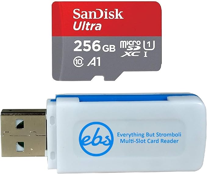 SanDisk 256GB Micro SDXC Ultra Memory Card Class 10 UHS-1 Works with Nintendo Switch Lite Gaming System (SDSQUAR-256G-GN6MN) Bundle with (1) Everything But Stromboli Micro SD Multi-Slot Card Reader