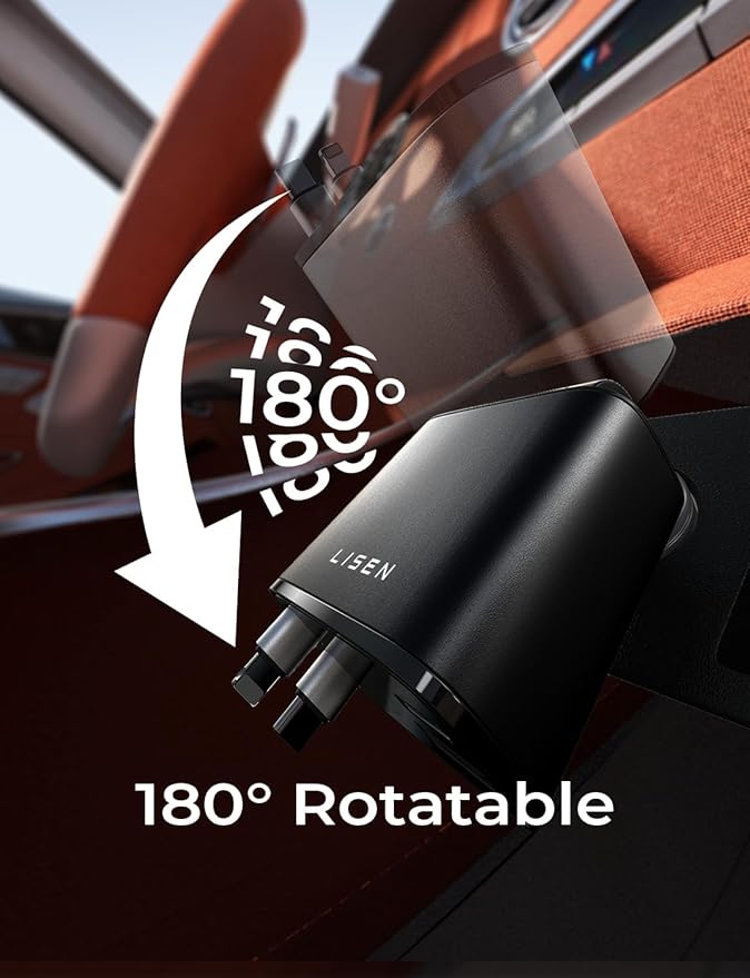 LISEN Retractable Car Charger 4 in 1 for Cars, 69W Retractable USB C Car Charger with 31.5in Cable, Fast Charging for iPhone 17 16 15 14 13 12 Pro Max Plus, Compact Cars Accessories for Daily Driving
