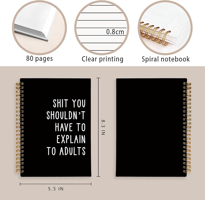 LIANGW Sarcastic Notebooks for Work, Funny Notebooks Journal, Funny Office Gifts for Coworkers, Funny Notebooks for Work, Office Humor Gifts, Black Hardcover Spiral Notebook 5.5x8.3 Inch