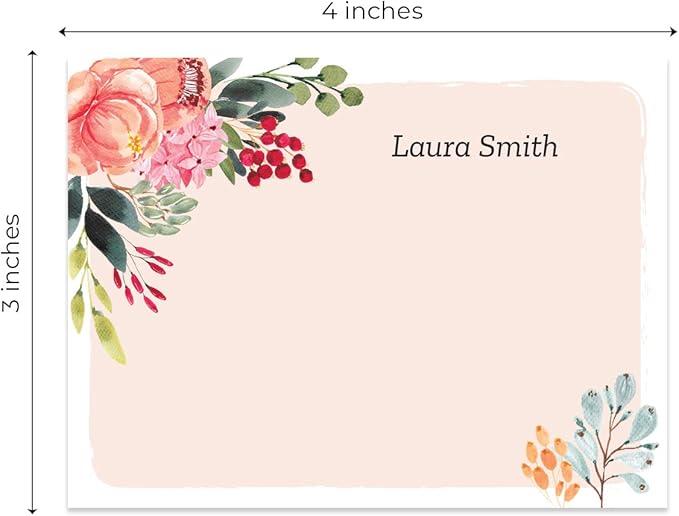 Personalized Pink Floral Sticky Notepads/Modern 3" x 4" Custom Writing Pads / 6 Customized Sticky Notes Pads / 50 Sheets Per Pad/Made in The USA