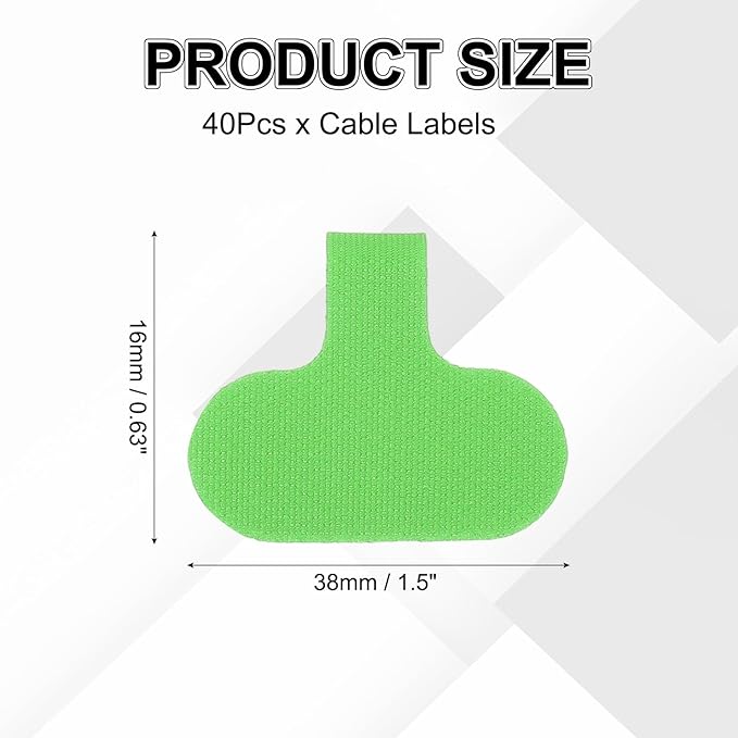uxcell Cable Labels, 40Pcs Waterproof Cable Tag Writable Wire Labels Self-Adhesive Wire Tags Reusable Hook & Loop for Electronics Computer Cord Management Identification, Green