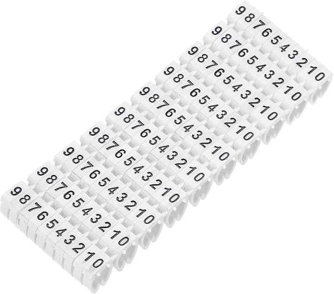 MECCANIXITY 100Pcs Wire Label, 0-9 Digital Cable Labels Tags M-3 Type Cable Numbers Markers for Identification Troubleshooting Maintenance of Wires, White