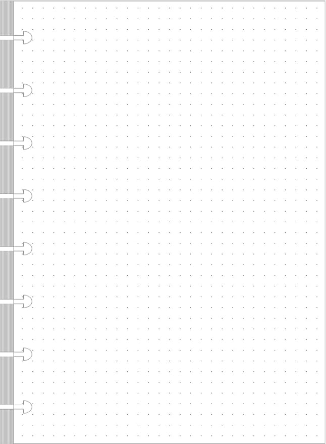 Junior Size TUL Discbound Dotted Refill Paper, 8-Disc Disbound Insert, 100 Sheets/200 Pages Dot Grid Paper, 100gsm White Paper, 5.8'' x 8.2''