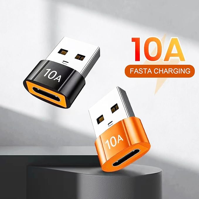 10Pack 200W USB C to USB Adapter, with Fast Charging & 480MB Data Transfer, USB C Converter for Apple Watch Ultra iWatch Series 8 7,iPhone 16 15 Plus Pro Max,Black