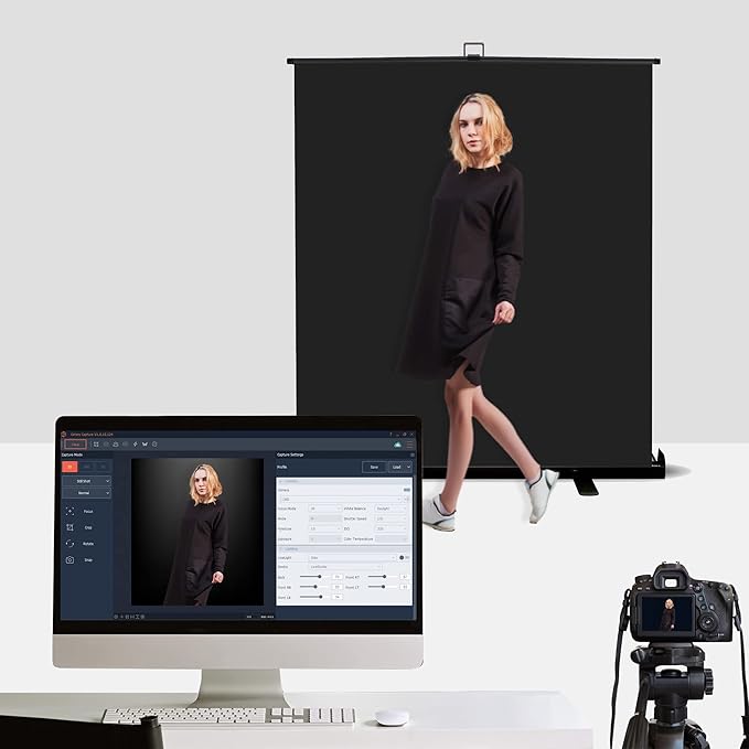 KHOMO Gear 62-Inch Black Backdrop – Collapsible, Portable Photography & Video Background for Studio, Streaming, Zoom & Content Creation – Wrinkle-Resistant, High-Density Fabric, Easy Setup