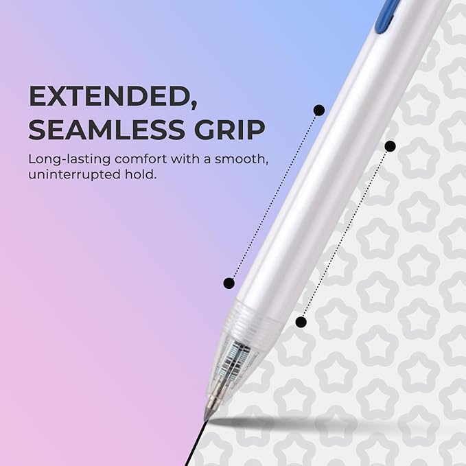 Thien Long Hoshi 6 PCs Premium Retractable Gel Pens Black Ink, 0.5mm Fine Point, Auto-Lock Pocket Clip, Quick-Dry Japanese Ink - Perfect for Teacher, College, School & Office Supplies