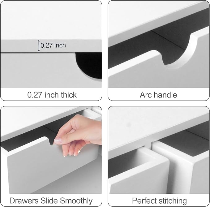 Charmewooden Desk Organizer with Drawers Countertop Drawer Organizer Drawers for Desk Top Home Office Workspace Bathroom Toiletries Supplies (white)
