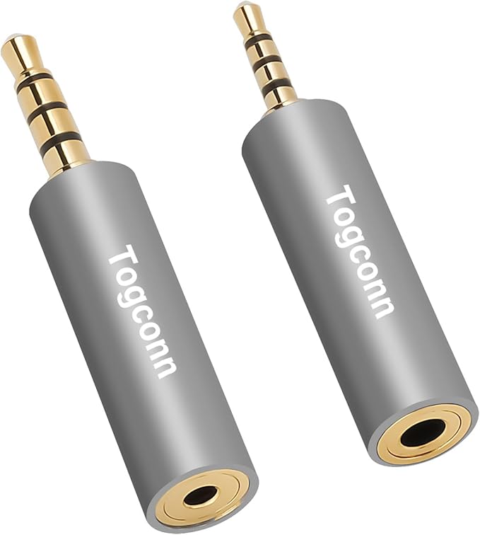 2.5mm to 3.5mm TRRS Adapter 2 Pack,2.5mm Male to 3.5mm Female/3.5 mm Male to 2.5 mm Female Audio Jack Converter Connector Stereo/Mono Auxiliary Plug for phones, Headphone, Tablets Support Mic Function