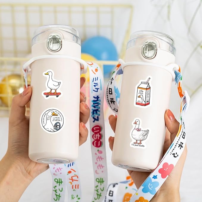 500 Pcs Duck Stickers Roll, 10 Styles Cartoon Cute Duck Stickers for Teens, Waterproof Vinyl Stickers for Journal Scrapbook, Party Favors, Classroom Rewards, Laptop & Water Bottle Deca