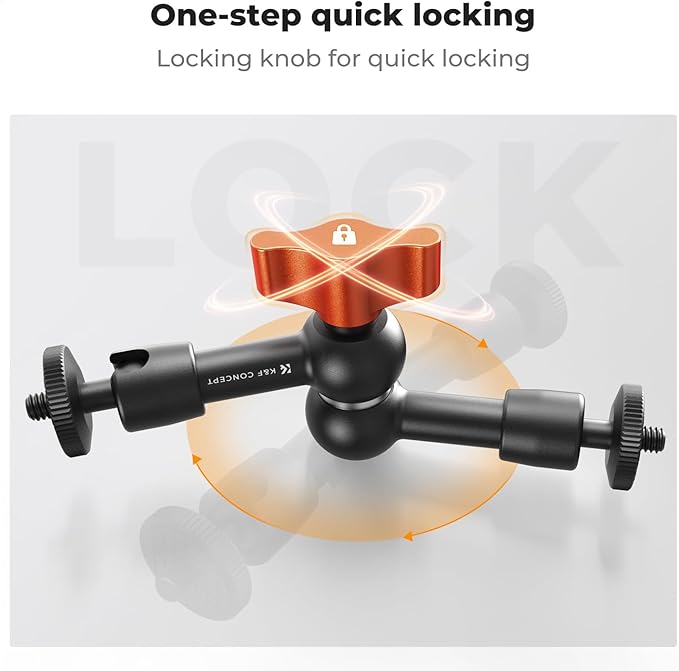 K&F CONCEPT 6" Magic Arm Kit 1/4" Screw 360°Ballhead Articulating Mini Arm Mount for Monitor, LED Light, Webcam