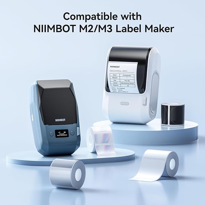 NIIMBOT M2/M3 Thermal Transfer Labels 1.57''x1.18'', for M2/M3 Label Maker, PET Material, Waterproof and High-Temperature Resistance, Long Storage Time, Clear Label Tape(40x30mm-225)