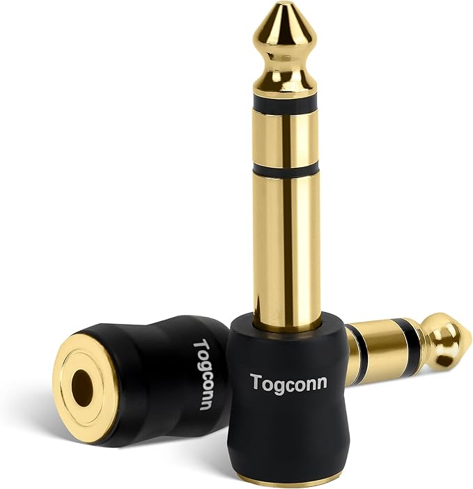 6.35mm 1/4 Inch to 3.5mm 1/8 Inch Adapter 2 Pack, 6.35mm Quarter Inch TRS Stereo Male to 3.5mm Female Jack Plug Gold-Plated Pure Copper Audio Converter Connector Premium Quality Series
