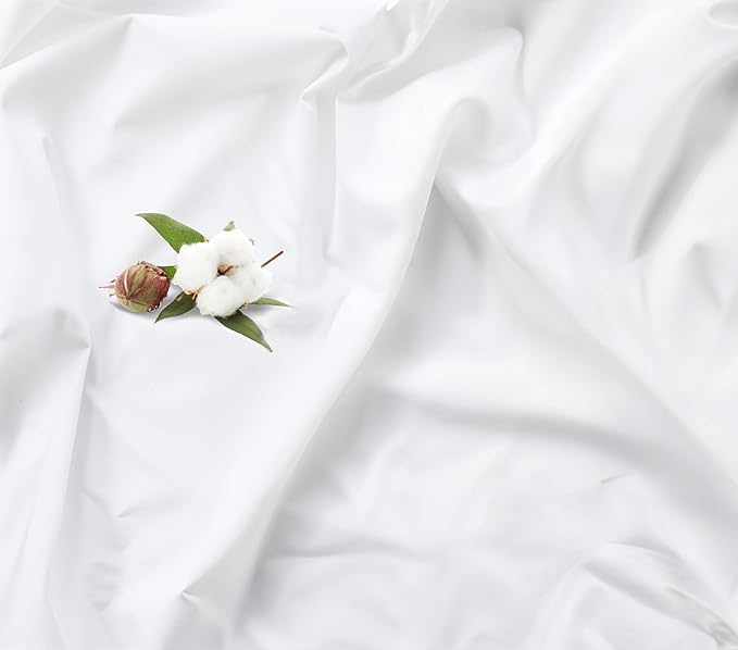 RUVANTI 100% Organic Cotton Sheets California King, Percale Weave, GOTS Certified, 4-Piece Set, Deep Pocket 13", Crisp & Breathable, Soft Durable Bedding, Sábanas Algodón Orgánico – Bright White