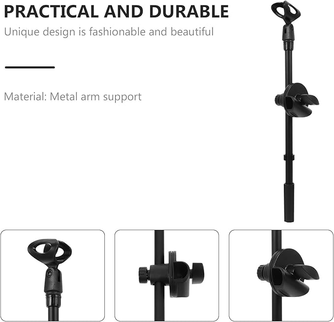 ERINGOGO Metal Microphone Boom Arm with Dual Mic Clip and Clamp, 350Mm Adjustable Height Desk Mic Stand Arm for Podcasting Streaming and Recording