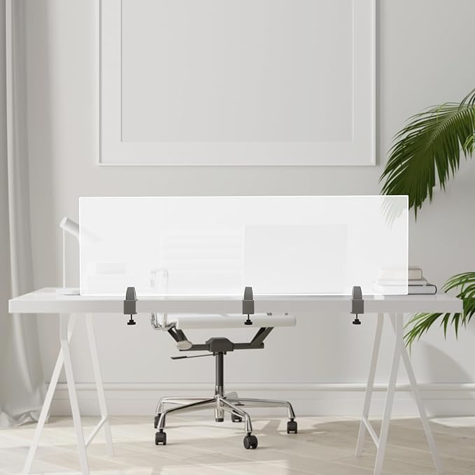 Acoustic Desk Divider,Frosted Acrylic Clamp-on Soundproof Desk Privacy Panel,Standing Office Desk Furniture Partitions for Classroom Office Students Desk (1 Pcs 60 x 18 Inch)