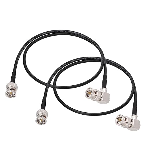 Superbat 3G 6G SDI Cable 2ft BNC Male to Male Right Angle 75 Ohm SDI Video Cable Thin & Short Belden 1855A（2-Pack for HD Camera CCTV Monitor Video Switcher SDI Splitter etc