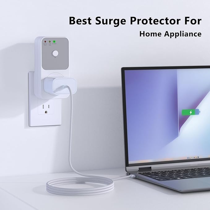 BSEED Single Outlet Surge Protector for Refrigerator, TV, PC & Home Appliance - Wall Surge Protector with Ground & Protected Light Indicators, 120V, 15A, 2 Pack