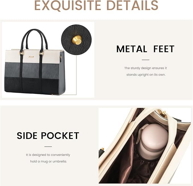 LOVEVOOK Laptop Bag for Women 17.3 Inch Laptop Tote Bag Vintage Leather Work Bags for Women Professional Computer bag