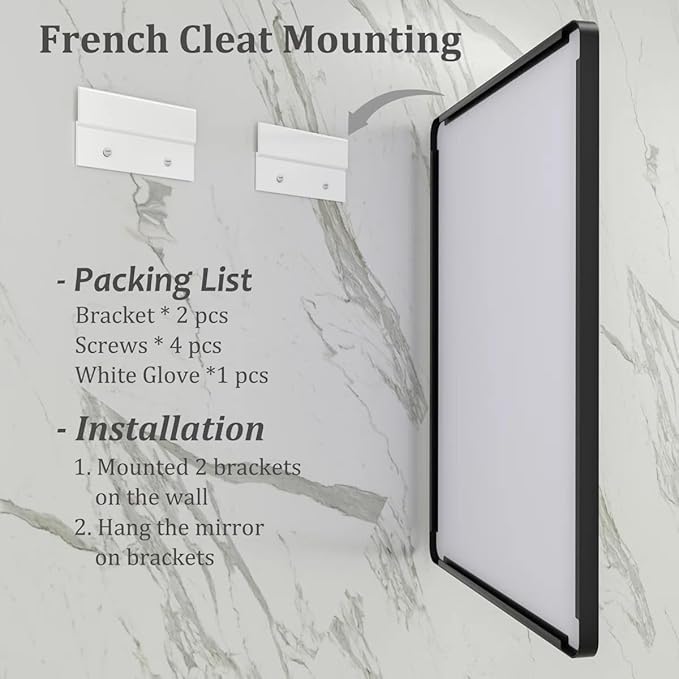 CHAMROR 20x30 Inch Black Metal Framed Bathrrom Mirror for Wall, Black Rounded Rectangle Mirror, Matte Black Bathroom Vanity Mirror, Anti-Rust, Tempered Glass, Hangs Horizontally or Vertically