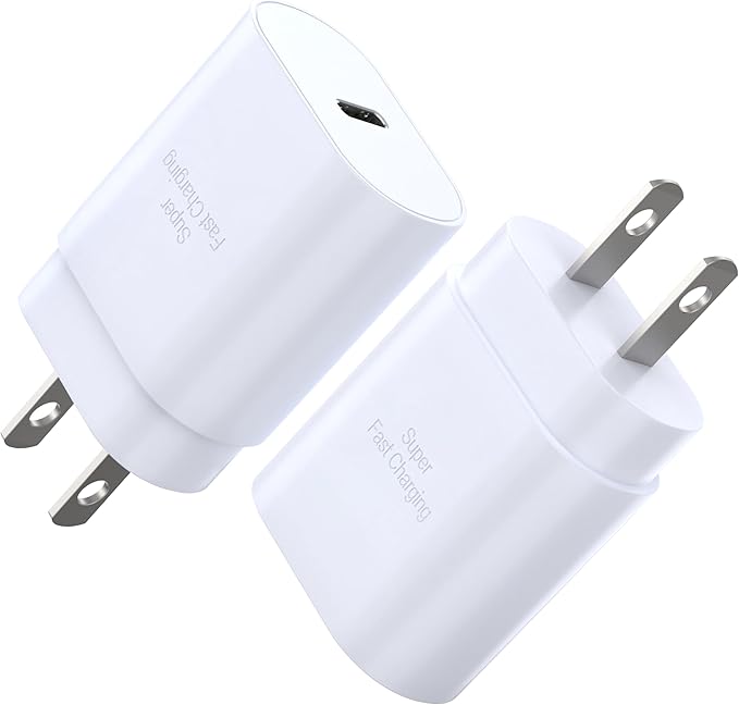 USB C Block 30W PD Super Fast Charging Block Type C Plug Wall Adapter Quick Charger for iPhone 17/17 Air/17 Pro/17 Pro Max/16/15/14/13/12/11/iPad/Mini/AirPod/Galaxy S25/S24/S23/S22 (White 2Pack)