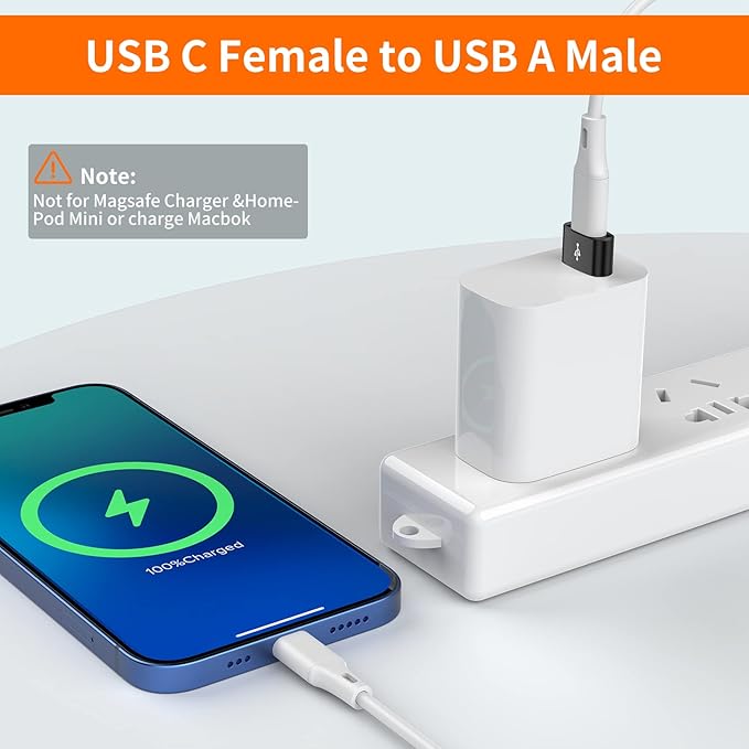 JXMOX USB C Female to USB Male Adapter 4-Pack,Type C to USB A Charger Cable Converter for Apple Watch Ultra iWatch 8 SE, iPhone 11 12 13 14 15 16 Plus Pro Max,iPad Air 4 Mini 6,Samsung Galaxy S23 S22