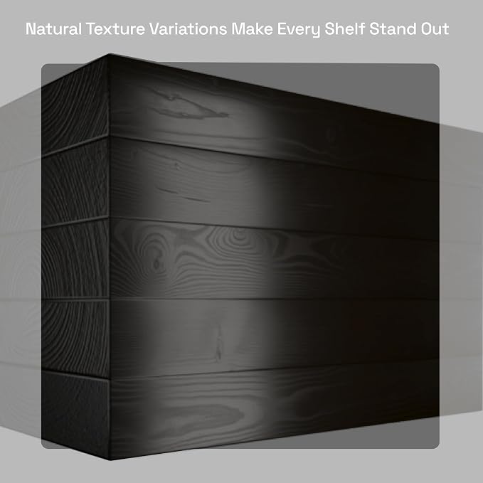 BAOBAB WORKSHOP Wood Floating Shelves for Bathroom Wall - Black Shelf 16 inch - Solid Wood Shelves for Wall for Bedroom Kitchen Living Room - Black Floating Shelves - 16 x 6.7 Inch, Set of 2