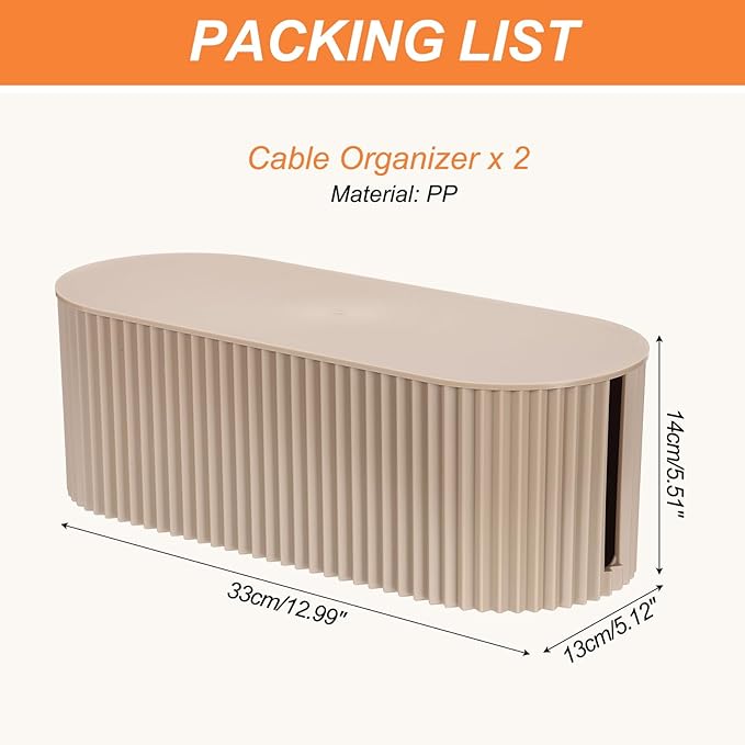 YOKIVE 2 Pcs Cable Management Box, Cord Hider Organizer Decorative Strip Storage Box Desk Accessories for TV Cords Home, Office, White, Large