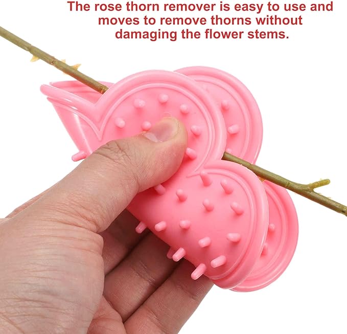 HARFINGTON 2pcs Rose Thorn Stripper Tool Set 5.5" 4.7" Metal PVC Flower Thorn Leaf Remover Flower Stem and Leaf Stripping for Gardening Home Florist, Red,Pink