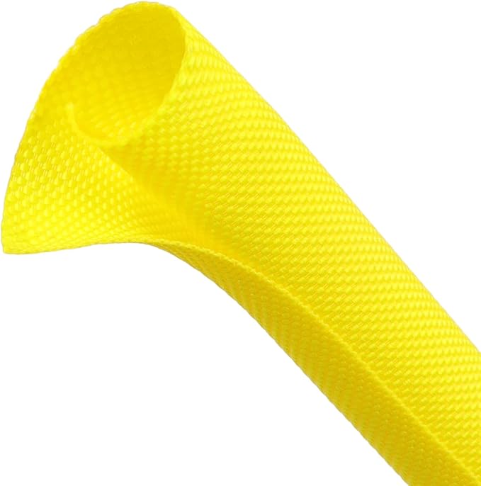 Automotive Wire Loom Tubing, Split Braided Cord Protectors from Pets No Chew, Flexible Cable Sleeve Cable Management for TV/Computer/Electric Wires (Yellow, 3/8"-10ft)