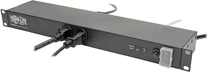 Tripp Lite 12-Outlet Isobar Network-Grade Rackmount Surge Protected PDU Power Strip, 15A 120V, 3840 Joules Protection, 15ft Cord with 5-15P, 25,000 Insurance (IBAR12)