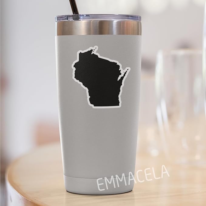 (3PCS) Wisconsin State Map Stickers, US State Stickers - Waterproof Vinyl Decals for Tumblers, Water Bottles, Laptops, Books, Scrapbooks, Great for Wisconsin Lovers 3 x 2.7 Inch
