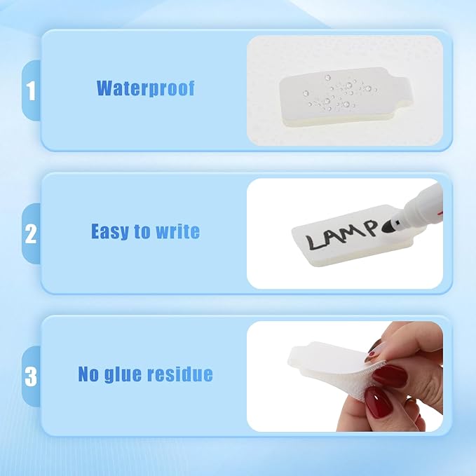 50 Pieces Cord Labels Self-Adhesive Nylon Cable Labels Tags Waterproof Wire Cable Tags or Electronics Office Computers Management and Identification (White)