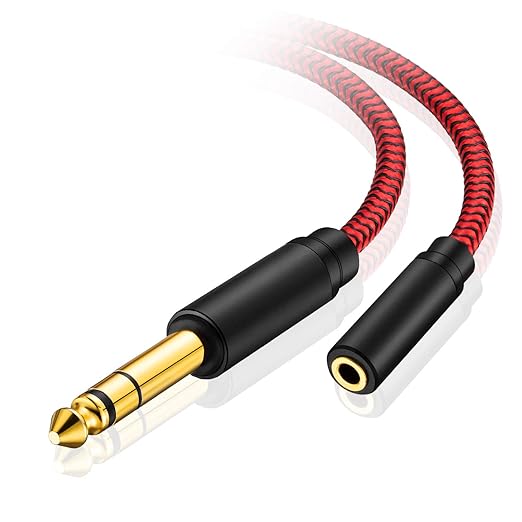 6.35 Male to Female 3.5 Headphones Adapter,TRS 1/4 to 3.5mm Stereo Cord 6.35mm 1/4 Male to 3.5mm 1/8 Female for Amplifiers, Guitar Amp, Piano, Home Theater Devices, or Mixing Console (20Ft/6M)