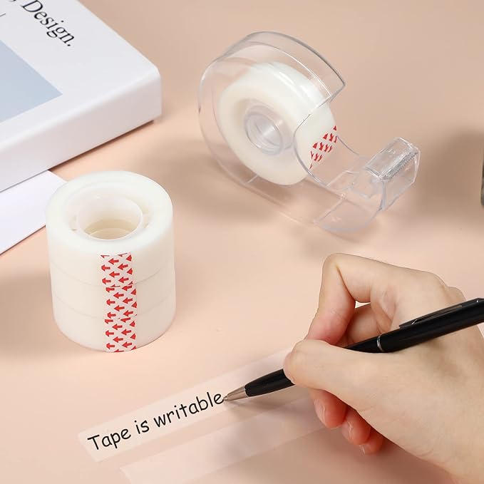 Yahenda 32 Pcs Invisible Tape and Refillable Dispensers Bulk 0.7 x 985 Inches Transparent Tape Refills Desk Dispenser for Office Home School