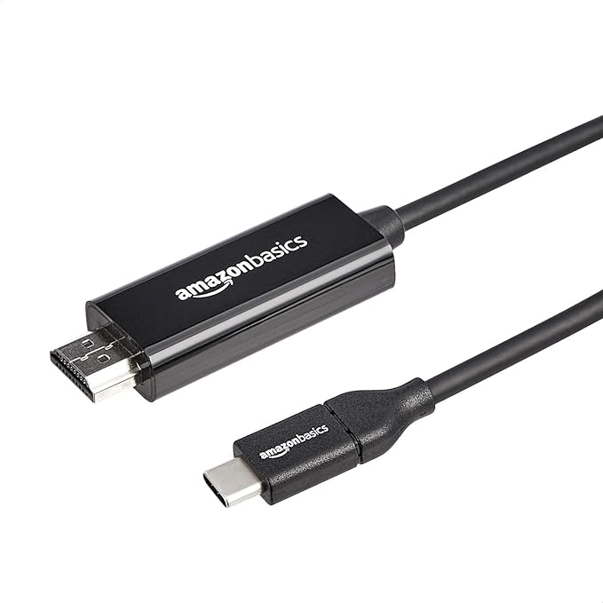 Amazon Basics USB-C (Source) to HDMI (Display) Cable Adapter (Thunderbolt 3 Compatible) 4K@30Hz, 6-Foot, Black