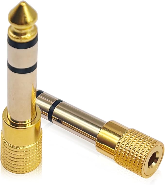 Nadadora 6.35mm (1/4 Inch) Male to 3.5mm (1/8 Inch) Female Stereo Audio Adapter, 1/4 to 1/8 Headphone Jack Converter for Guitar Amp, Mixer, Speaker, Earphones, AUX Cable 2 Pack