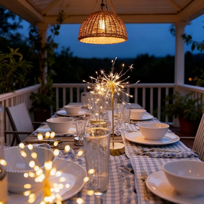 Nest and Flowers Table Lights, Firework LED Decorative Lamp, Christmas Decoration for Party, Romantic Ambient Lighting for Bedroom Living Room, Indoor Decor Gift for Family & Friends(4PCS,Warm Light)