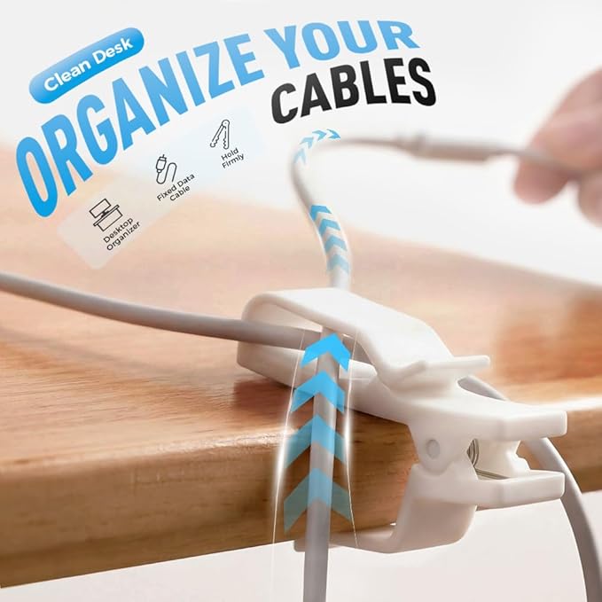 Movable Cord Holder for Nightstand, 2026 New Upgrade Cord Organizer Holder, Cable Organizers USB Cable Holder Wire Organizer Cord Clips, Cable Hider for Home, Office,Cubicle Accessories (6, Black)