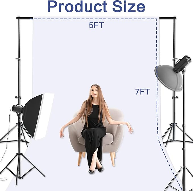 GFCC White Backdrop Photography Background - 5x7FT White Screen Photography Backdrop for Photoshoot Photo Background Screen for Video Conferencing
