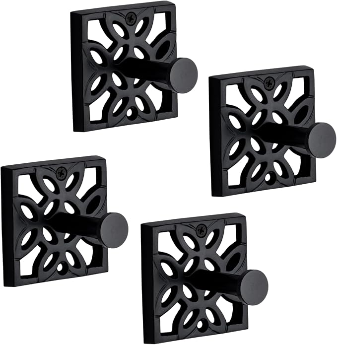 Autumn Alley Black Bathroom Towel Hook Robe Hook Wall Mounted - Wall Hooks for Towel, Robe, Coat, and Door Hooks for Bathroom Rustproof Modern Unique Style, 4 Pack