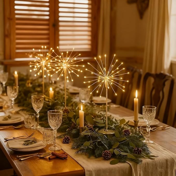 Nest and Flowers Table Lights, Firework LED Decorative Lamp, Christmas Decoration for Party, Romantic Ambient Lighting for Bedroom Living Room, Indoor Decor Gift for Family & Friends(1PC,White Light)
