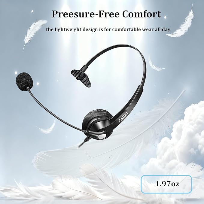 Callez RJ9 Cisco Phone Headset for Office Phone with Noise Cancelling Microphone & Mute Switch, Telephone Headset Compatible with Cisco IP Phones 7821 7841 7945 7962 7965 7975 8811 8841 8851 8865