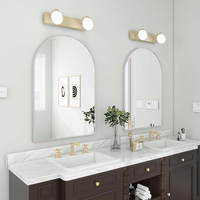 BEAUTYPEAK 26"x38" Arch Bathroom Mirror, Wall Mounted Vanity Metal Frame Mirror for Bedroom, Entryway, Living Room, Silver