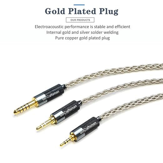 GUCraftsman 2.5mm Balanced Male to 4.4mm Balanced Female Portable Headphone Adapter Cable 6N Single Crystal Silver Headphone Jack Convert Cable for Audio Players with 2.5mm Balanced Ports