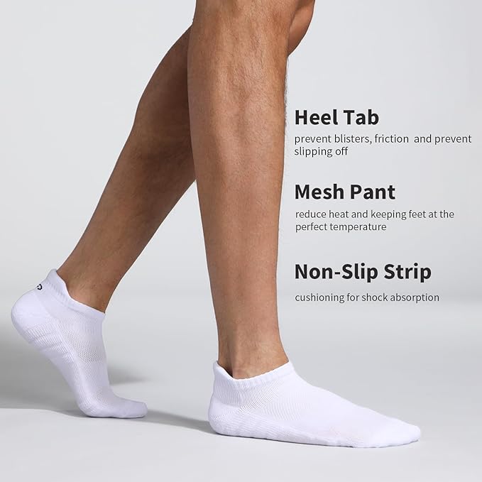 Lapulas Athletic Running Ankle Socks, Low Cut Cushioned Anti-Blister Tab Sports Socks Men Women 6Pairs