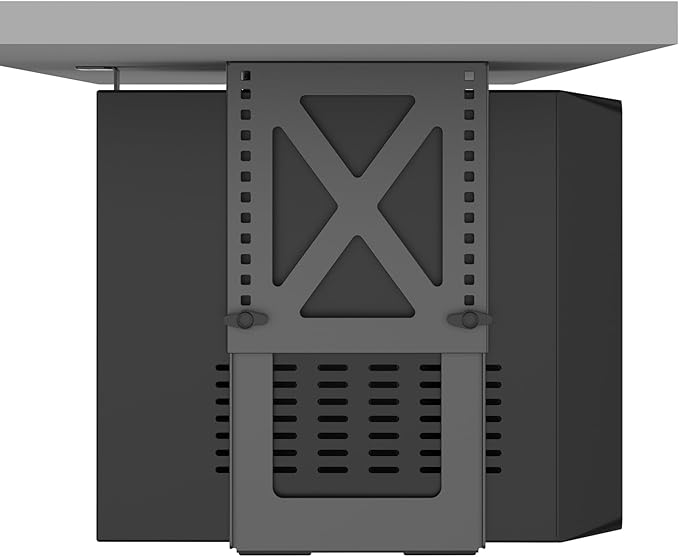 Monzlteck Under Desk Adjustable Metal Mount Bracket – 16-Level Height Adjustment (5.6-11.2in), Heavy-Duty 12kg Load Capacity, Universal Stand for PC, NAS, Label Printer,Speaker，Ventilation Design